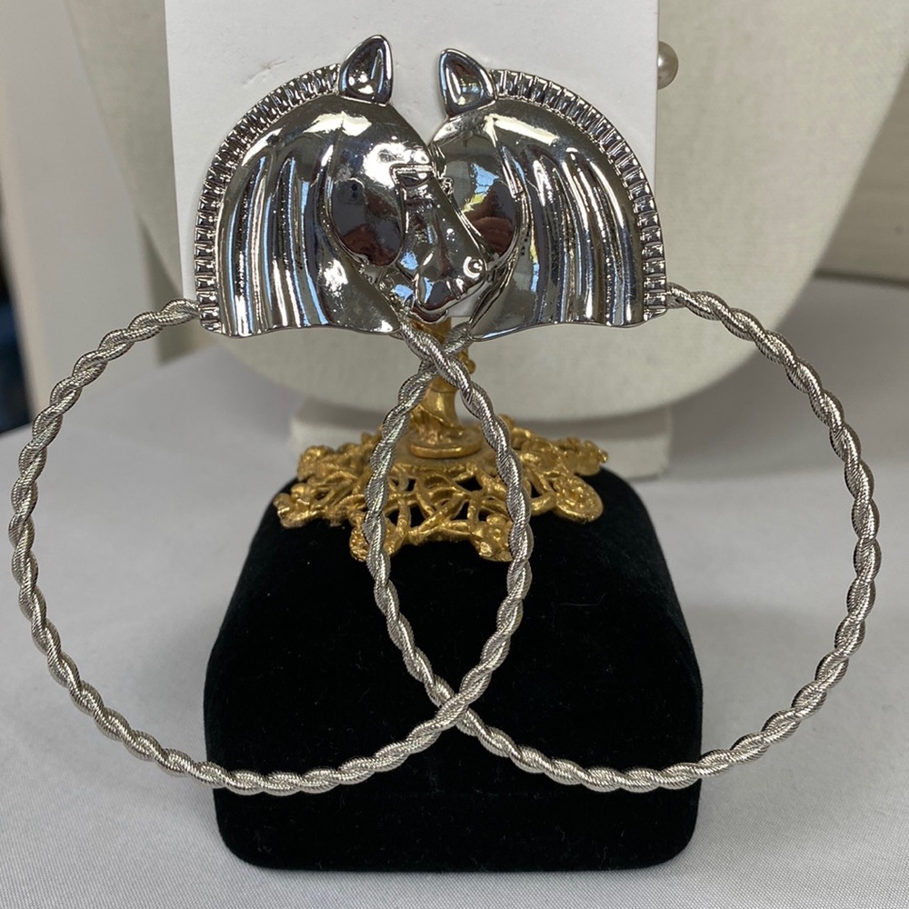 Amazing large Trojan horse hoop earrings